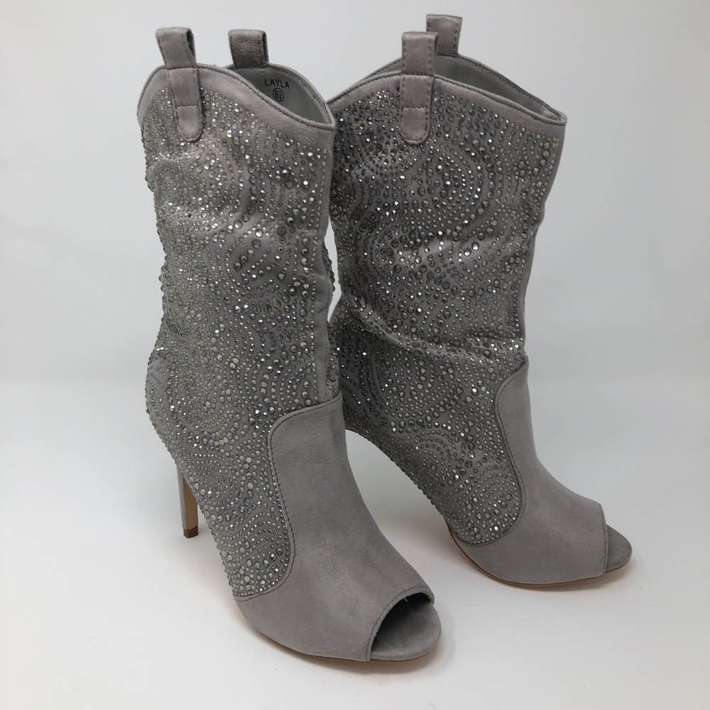 Lauren Larraine Layla Peep Toe Embellished Boot